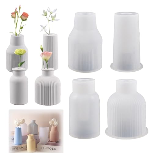 4 Stück Epoxidharz Silicon Vase, Vase Silicone Mould, Epoxy Resin Moulds, Handgefertigte Silikonform, DIY Blumenvase Resin Moulds, DIY-Vasenformen Aus Harz für Stifthalter und Vasen 4 Stück Epoxidharz Silicon Vase, Vase Silicone Mould, Epoxy Resin Moulds, Handgefertigte Silikonform, DIY Blumenvase Resin Moulds, DIY-Vasenformen Aus Harz für Stifthalter und Vasen von Jilskl