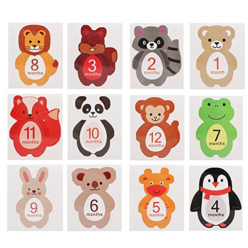 Jimfoty Cartoon-Tier-Monatsaufkleber, Monats-Aufkleber, Geschenkpapier, niedlich für Babys, Jungen, Säuglinge und Mädchen Jimfoty Cartoon-Tier-Monatsaufkleber, Monats-Aufkleber, Geschenkpapier, niedlich für Babys, Jungen, Säuglinge und Mädchen von Jimfoty