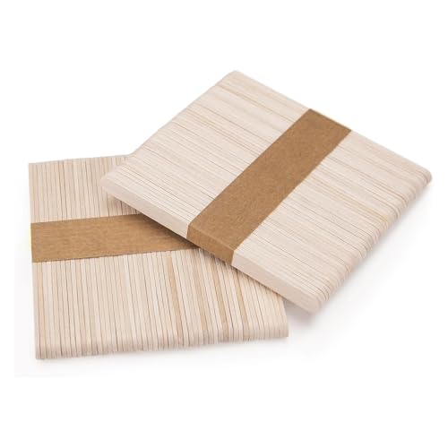 Jimkply 100 Stück Eisstäbchen Holzstäbchen, Bunt Natürlich Holzstäbchen, 114mm x 10mm Naturholz Eisstiele, für DIY Eiscreme, Basteln, Kosmetik (Waxing) und Handwerk (Holz) von Jimklpy
