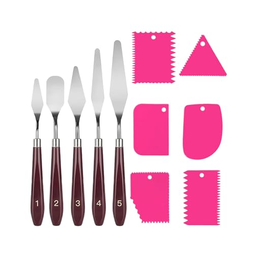 Jimkply 11 Stück Palettenmesser Set, Künstlerspatel Set, Edelstahl Malmesser für Öl- und Acrylmalerei, Inklusive Verschiedenen Spachtelformen für Struktureffekte Jimkply 11 Stück Palettenmesser Set, Künstlerspatel Set, Edelstahl Malmesser für Öl- und Acrylmalerei, Inklusive Verschiedenen Spachtelformen für Struktureffekte von Jimklpy