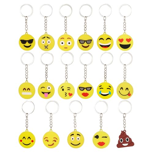 Jimkply 17er Set Mini Emoticon Schlüsselanhänger, Niedliche Schlüsselringe mit 17 Ausdrücken, perfektes Partyzubehör für Geburtstagsfeiern und Valentinstagsgeschenke von Jimklpy