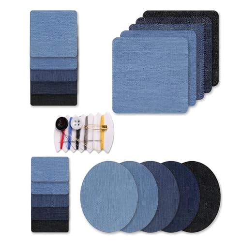 Jimkply 20 Stück Aufnäher zum Aufbügeln, Aufnäher Bügelflicken, Flicken zum Aufbügeln, Jeansblau Patches zum Aufbügeln, Jeans Flicken für Reparieren von Jeans, Taschen, Kleidung von Jimklpy