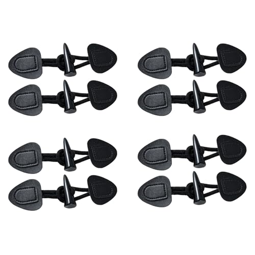 Jimkply 4 Paar Leder Annähverschlüsse Knebelknöpfe Verschlüsse Jacken Lederknöpfe Horn Knebelverschluss Nähknöpfe für Mantel Jacke DIY Bekleidungsdeko (Schwarz) von Jimklpy