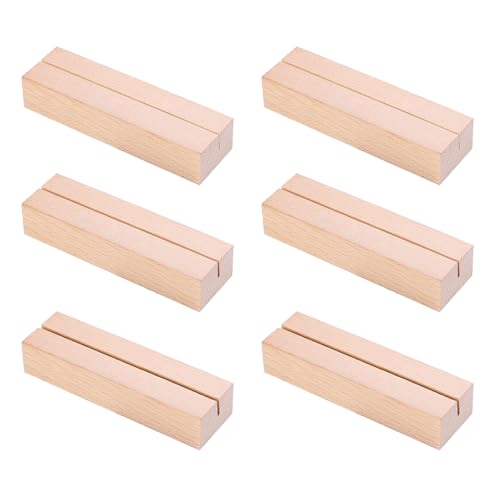 Jimkply 6 Stück Kartenhalter Holz, Photocard Holder Schlitzbreiten von 1 mm, 2 mm, 3 mm, Kartenständer, Postkartenständer, Fotohalter mit Klammern Kalenderständer Postkartenständer, Buchenholzständer von Jimklpy