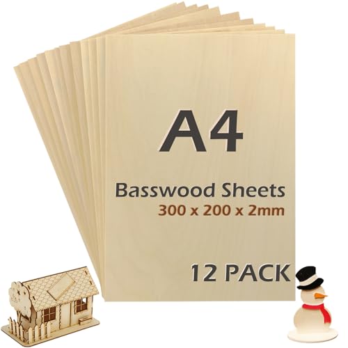 12 Stück Holzplatte Sperrholz, Lindenholz Sperrholzplatten 300x200x2 mm, Glatte Bastelplatten, ideal für Laser-Gravur, Modellbau & kreative DIY-Projekte, Feuchtigkeitsbeständig, Rissfest 12 Stück Holzplatte Sperrholz, Lindenholz Sperrholzplatten 300x200x2 mm, Glatte Bastelplatten, ideal für Laser-Gravur, Modellbau & kreative DIY-Projekte, Feuchtigkeitsbeständig, Rissfest von JinPhon