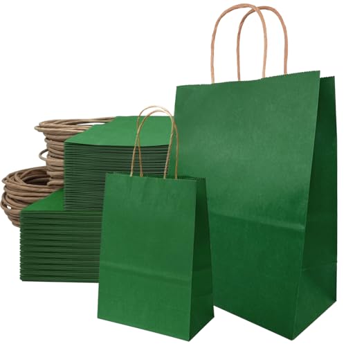 50 Stück Papiertüten Mit Henkel - Große Grün Kraftpapiertüten Mit Henkel, Geschenktüten, Kraftpapiertüte, Papiertaschen Verdicken 21 x 8 x 15 cm, 21 x 11 x 27 cm 50 Stück Papiertüten Mit Henkel - Große Grün Kraftpapiertüten Mit Henkel, Geschenktüten, Kraftpapiertüte, Papiertaschen Verdicken 21 x 8 x 15 cm, 21 x 11 x 27 cm von JinPhon