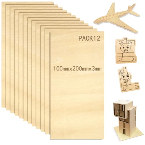 Set mit 12 Holzplatten aus Sperrholz, Lindenholz Platten 3mm Vielseitiges Bastelholz für Modellbau, DIY-Kunst, Dekoration & Schulprojekte präzise verarbeitet, einfach zu schneiden & gestalten Set mit 12 Holzplatten aus Sperrholz, Lindenholz Platten 3mm Vielseitiges Bastelholz für Modellbau, DIY-Kunst, Dekoration & Schulprojekte präzise verarbeitet, einfach zu schneiden & gestalten von JinPhon
