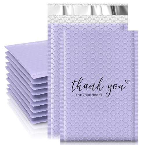 JinRuiKJ Luftpolster-Versandtaschen, 10,2 x 20,3 cm, 50 Stück, gepolsterte Versandtaschen für Schmuck, Make-up, Lila von JinRuiKJ