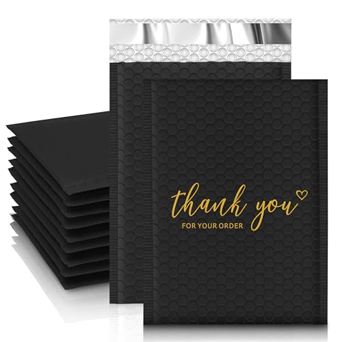 JinRuiKJ Thank You Luftpolster-Versandtaschen, 15,2 x 25,4 cm, starke Haftung, gepolsterte Versandtaschen für Schmuck, Make-up, Schwarz, 25 Stück JinRuiKJ Thank You Luftpolster-Versandtaschen, 15,2 x 25,4 cm, starke Haftung, gepolsterte Versandtaschen für Schmuck, Make-up, Schwarz, 25 Stück von JinRuiKJ