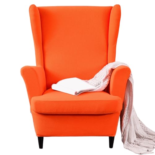 JinZao Moderner 2-Teilig Ohrensessel Überzug, Sesselbezug Stretch Verstellbarer, Universell Sesselhussen, Weicher rutschfest Polyester-Jacquardstoff(C) von JinZao