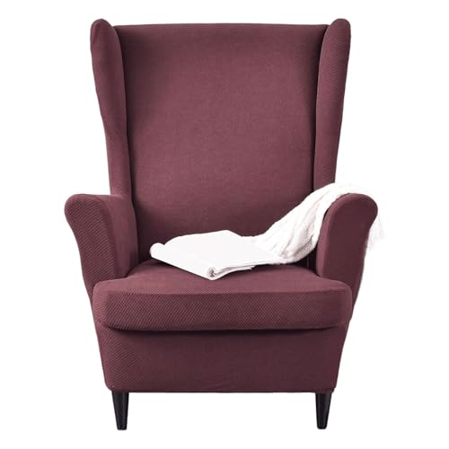 JinZao Moderner 2-Teilig Ohrensessel Überzug, Sesselbezug Stretch Verstellbarer, Universell Sesselhussen, Weicher rutschfest Polyester-Jacquardstoff(F) von JinZao