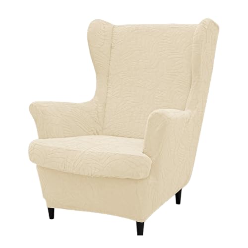 JinZao Moderner Ohrensessel Überzug 2-Teilig, Universell Sesselbezug Stretch, Sesselhussen Elastizität, Weicher Polyester-Jacquardstoff, rutschfest und verschleißfest(D) von JinZao