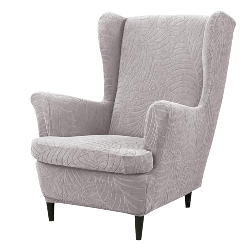 JinZao Wasserdichter 2-Teilig Ohrensessel Überzug, Einzelner Verstellbarer Sesselbezug, Universell Stretch Sesselhussen, Einfarbiger Jacquardstoff aus Polyester (A) von JinZao