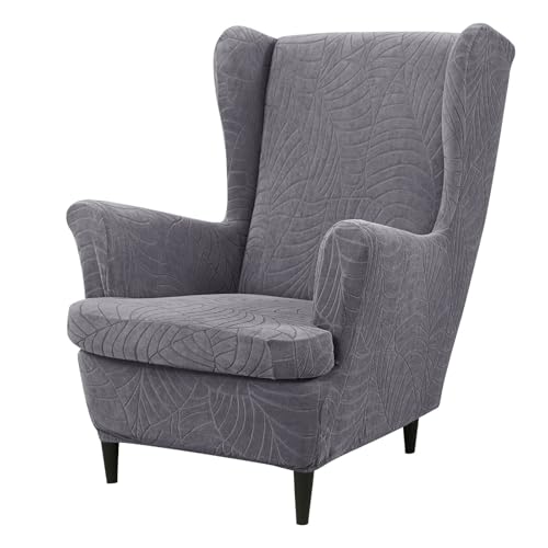 JinZao Wasserdichter 2-Teilig Ohrensessel Überzug, Einzelner Verstellbarer Sesselbezug, Universell Stretch Sesselhussen, Einfarbiger Jacquardstoff aus Polyester (B) von JinZao