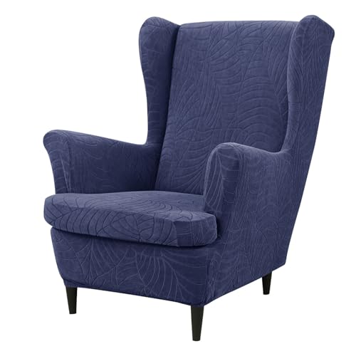 JinZao Wasserdichter 2-Teilig Ohrensessel Überzug, Einzelner Verstellbarer Sesselbezug, Universell Stretch Sesselhussen, Einfarbiger Jacquardstoff aus Polyester (C) von JinZao