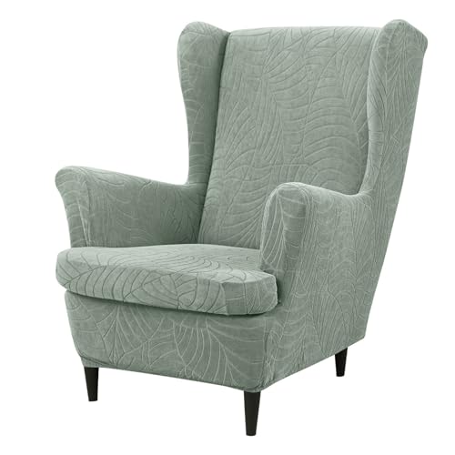 JinZao Wasserdichter 2-Teilig Ohrensessel Überzug, Einzelner Verstellbarer Sesselbezug, Universell Stretch Sesselhussen, Einfarbiger Jacquardstoff aus Polyester (D) von JinZao