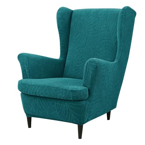 JinZao Wasserdichter 2-Teilig Ohrensessel Überzug, Einzelner Verstellbarer Sesselbezug, Universell Stretch Sesselhussen, Einfarbiger Jacquardstoff aus Polyester (E) von JinZao