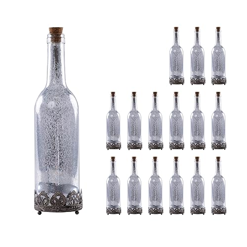 Jinfa 16er-Set Laternen Flaschenlichter mit batteriebetrieber LED-Lichterkette Stimmunglichter Indoor Dekoflasche Geschenk | Edles Silber | Ø 8 cm × H 30cm Jinfa 16er-Set Laternen Flaschenlichter mit batteriebetrieber LED-Lichterkette Stimmunglichter Indoor Dekoflasche Geschenk | Edles Silber | Ø 8 cm × H 30cm von Jinfa
