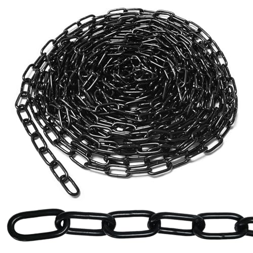 10M Stahlkette aus Kohlenstoffstahl, 3mm Starke Stahlkette, Metall Gliederkette Sicherheitskette, Kette Schwarz für Hundekette, Lampenkette, Schaukelkette, Hängesesselkette, Zaunkette von Jinfanshurich