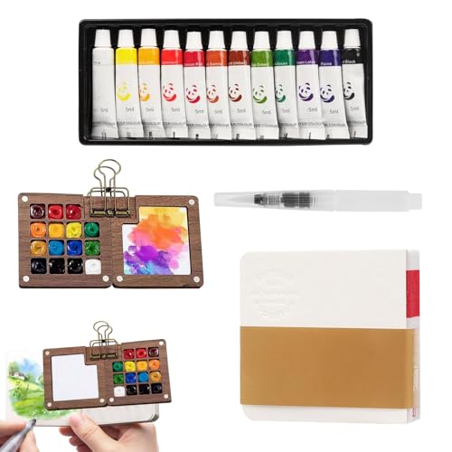 Jinfanshurich 15 Farben Aquarellpalette, Tragbares Mini Set mit Magnet, Zusammenklappbare Reisepalette für Künstler (15 Gitter, mit Clip) von Jinfanshurich