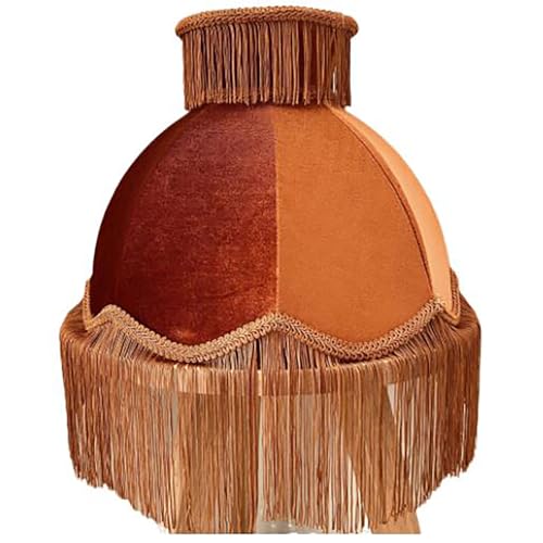 JingNian Lampenschirme Aus Karamellfarbenem Samtstoff mit Quaste, Handgefertigter Lampenschirm Aus Samt füR Stehlampe, Nachttischlampe, Wohndekor(Size:EIN Stil) von JingNian