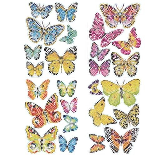 Aufkleber Schmetterlinge aus Strass, handgefertigt, Schmetterlinge aus Strass – Aufkleber für Malerei aus Strass, wasserdicht, Cartoon, Schmetterling, Dekoration von Jingmiger