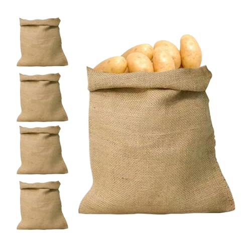 Beutel aus Jute, 5 Stück, wiederverwendbar, natürlich, für Einkaufstasche, Küche, Aufbewahrung, Gemüse, Bohnen, Körner, Einkaufssand Beutel aus Jute, 5 Stück, wiederverwendbar, natürlich, für Einkaufstasche, Küche, Aufbewahrung, Gemüse, Bohnen, Körner, Einkaufssand von Jingmiger