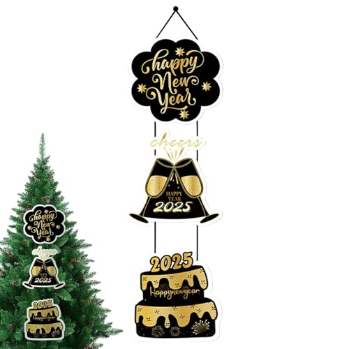 Frohes neues Jahr Schild für Haustür, Frohes neues Jahr Türschild | Frühlingsfest Ornamente - Willkommensschild Silvester Schwarz Gold 2025, Frohes Jahr Zeichen des Frohes neues Jahr Schild für Haustür, Frohes neues Jahr Türschild | Frühlingsfest Ornamente - Willkommensschild Silvester Schwarz Gold 2025, Frohes Jahr Zeichen des von Jingmiger