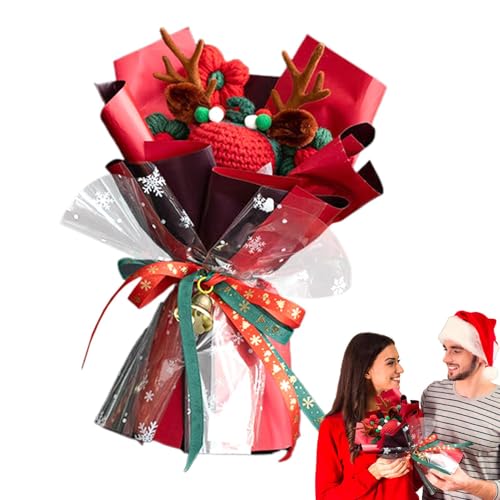 Häkeln Weihnachten Häkelblumen Webstrauß für den Urlaub Künstlicher Blumenstrauß Urlaub Deko Strauß mit exquisitem Umschlag für Dekoration von Jingmiger