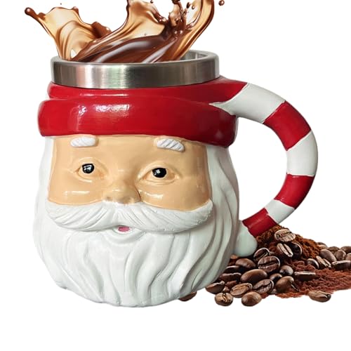 Jingmiger Weihnachtsbecher - Santa Motiv Winterbecher,250ml Trinkbecher mit Griff und Edelstahleinsatz als Geschenkidee für Damen und Mädchen von Jingmiger