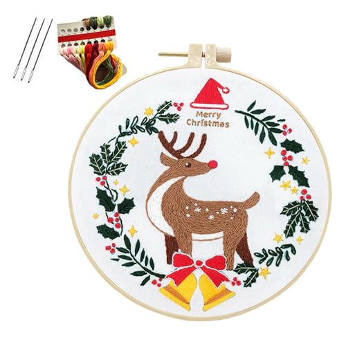 Jingmiger Weihnachtsstickerei-Set, Weihnachtsstickerei-Set | Weihnachten Stickset für Anfänger - Handgemachtes Nähhandwerk Set mit Weihnachtsmuster für Mädchen und Frauen Jingmiger Weihnachtsstickerei-Set, Weihnachtsstickerei-Set | Weihnachten Stickset für Anfänger - Handgemachtes Nähhandwerk Set mit Weihnachtsmuster für Mädchen und Frauen von Jingmiger