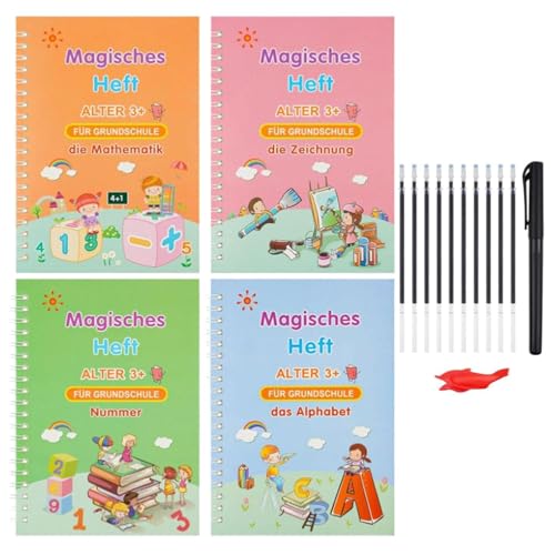 Jingmiger Wiederverwendbares Schreibbuch, Schreibbuch für – Zeichenbuch zum Ausmalen mit Rillen, Lernbücher für Rillen, wiederverwendbares Vorschul-Schreibheft von Jingmiger