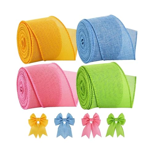 Kabelgebundenes Osterband, buntes Band für Ostern | 4 Rollen starke Dekoration, Party-Dekoration für Zuhause, Verpackung, Dekoration mit Schleife für Thanksgiving, Weihnachten von Jingmiger