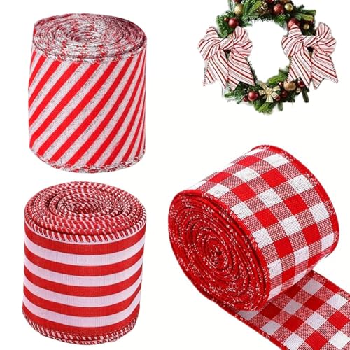 Kabelgebundenes Weihnachtsband, kabelgebunden, 3 Rollen Geschenkband für Weihnachtsbonbons | Bastelband für Weihnachtsbaum, 5 Meter pro Rolle, Juteband mit Pailletten für Emba Kabelgebundenes Weihnachtsband, kabelgebunden, 3 Rollen Geschenkband für Weihnachtsbonbons | Bastelband für Weihnachtsbaum, 5 Meter pro Rolle, Juteband mit Pailletten für Emba von Jingmiger