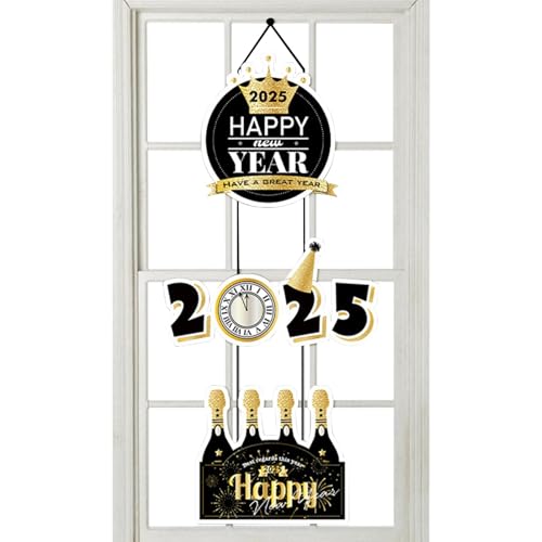 Silvester-Türdekorationen, Frohes neues Jahr Türaufhänger – Silvester-Ornamente, Willkommensschild zum neuen Jahr schwarz gold 2025, Happy Year Veranda Zeichen des Jahres der Schlange Silvester-Türdekorationen, Frohes neues Jahr Türaufhänger – Silvester-Ornamente, Willkommensschild zum neuen Jahr schwarz gold 2025, Happy Year Veranda Zeichen des Jahres der Schlange von Jingmiger