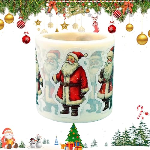 Weihnachtsmann-Aufkleber, Weihnachtsmann-Aufkleber, Weihnachtsumschlag, Set mit 250 Weihnachtsaufklebern, Vintage, selbstklebendes Etikett für Umschläge von Jingmiger