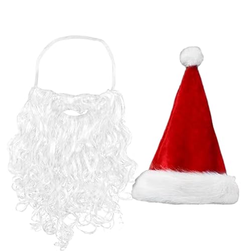 Weihnachtsmannhut für den Urlaub, Weihnachtsmannmütze, Unisex, für Weihnachten, bequeme Hüte für Erwachsene, Weihnachtsmannmütze, Unisex mit falschem Bart Weihnachtsmannhut für den Urlaub, Weihnachtsmannmütze, Unisex, für Weihnachten, bequeme Hüte für Erwachsene, Weihnachtsmannmütze, Unisex mit falschem Bart von Jingmiger