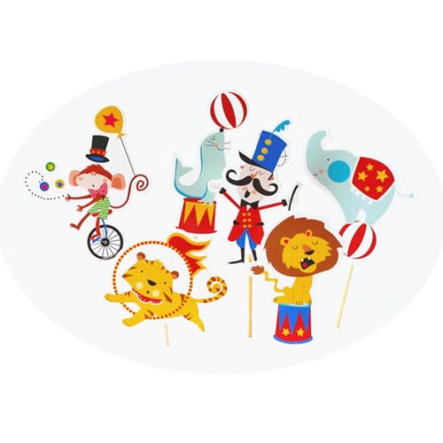 Jingmiger Zirkus-Cupcake-Dekorationen | 24x Muffin-Picks, Cartoon-Tier-Kuchendekorationen, Cupcake-Pick für Kinder & Erwachsene von Jingmiger