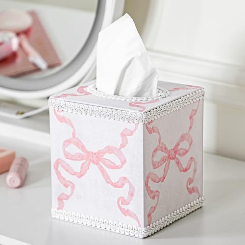 Jingmore Taschentuchbox mit Schleife, Baumwolle, luxuriös, kokett, mit Magnetverschluss, quadratisch, für Wohnzimmer, Badezimmer, Tisch, Schreibtisch, Zuhause, Büro, Auto Jingmore Taschentuchbox mit Schleife, Baumwolle, luxuriös, kokett, mit Magnetverschluss, quadratisch, für Wohnzimmer, Badezimmer, Tisch, Schreibtisch, Zuhause, Büro, Auto von Jingmore