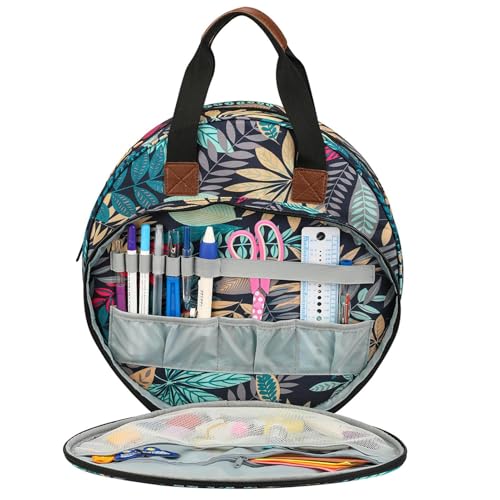 Stickerei Set Tasche, Stick Projekttasche mit Fächern und Taschen, Stickwerkzeuge Aufbewahrungstasche, Stickzubehör Tasche, Tragbare Basteltasche für Stickerei-Kits und Kreuzstich-Kits-Werkzeuge von Jingyash