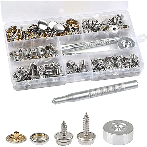 Druckknopf Edelstahl, 40 Stücke Druckknöpfe Set, Boot Schrauben, Snaps Verschluss Schraube Kit, Snaps Fastene, Canopy Camping Auto Nähen, kann für Marine Möbel Leinwand Verwendet Werden von Jingying