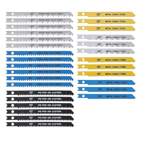 Jingyingtt 30-teiliges Stichsägeblatt-Set aus Kohlenstoffstahl 6/8/10/14/18/24/32TPI, verschiedene Stichsägeblätter von Jingyingtt