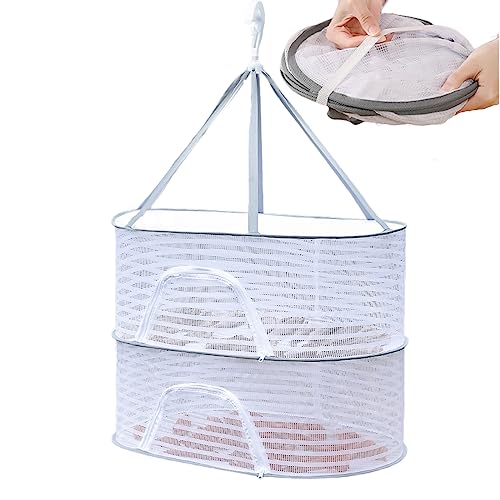 Trockennetz Kräuter, Mesh Trockennetz mit Reißverschluss,Faltbares Kräuter-Trockengestell Zum Aufhängen,φ 60 cm x H 40cm,für Kräuter, Pflanze, Fleisch, Blumen, Zwiebeln, Fisch, Gemüse(2-Lagiges) Trockennetz Kräuter, Mesh Trockennetz mit Reißverschluss,Faltbares Kräuter-Trockengestell Zum Aufhängen,φ 60 cm x H 40cm,für Kräuter, Pflanze, Fleisch, Blumen, Zwiebeln, Fisch, Gemüse(2-Lagiges) von Jingzhan