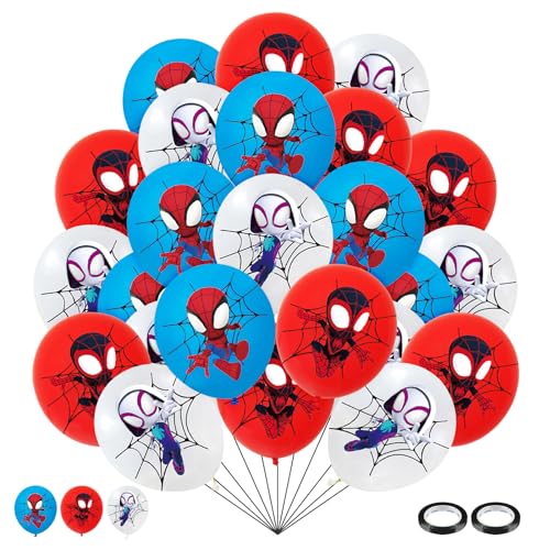 30 Stück Geburtstagsdekoration Luftballons Kinder, für Spider Latexballons Kindergeburtstag, Kindergeburtstag Dekoration Luftballon von Jinhuaxin