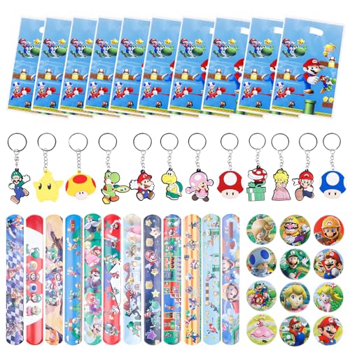 46 Stück Mari Party Mitgebsel, Kindergeburtstag Mitgebsel mit Slap Armband/Schlüsselanhänger/Anstecker/Geschenktüten, Geburtstag Mitgebsel Kinder für Cartoon, Kleine Geschenke für Jungen Mädchen 46 Stück Mari Party Mitgebsel, Kindergeburtstag Mitgebsel mit Slap Armband/Schlüsselanhänger/Anstecker/Geschenktüten, Geburtstag Mitgebsel Kinder für Cartoon, Kleine Geschenke für Jungen Mädchen von Jinhuaxin
