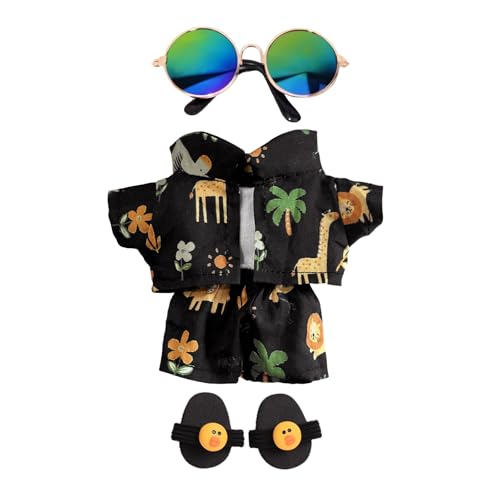 5-Teiliges Puppenkleidungs-Set für 17 cm Plüschfigur – mit Mantel, Weste, Hose, Schuhen & Brille – Modisches Outfit, Mädchen – Ohne Puppe von Jinkey