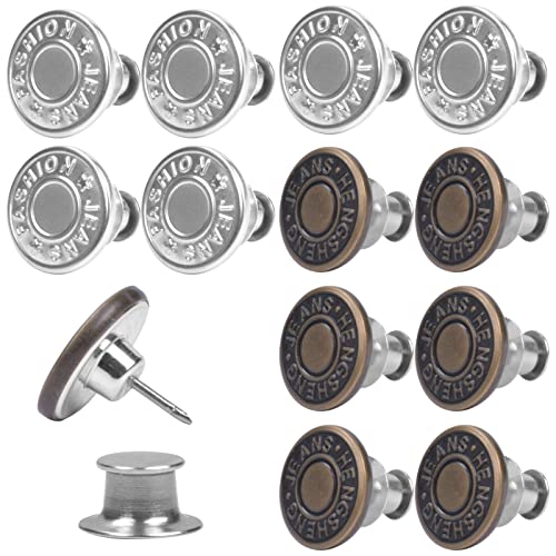 Jinlaili 12 Sets Hosen Ersatz Knöpfe, No Sew Instant Knöpfe Set, 17mm Ersatz Jeans Buttons, Alloy Abnehmbare Knopf, für zum Erweitern oder Reduzieren der Hosengröße, Reparatur von Jeans Jinlaili 12 Sets Hosen Ersatz Knöpfe, No Sew Instant Knöpfe Set, 17mm Ersatz Jeans Buttons, Alloy Abnehmbare Knopf, für zum Erweitern oder Reduzieren der Hosengröße, Reparatur von Jeans von Jinlaili