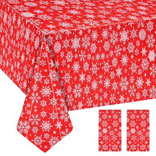 Jinlaili 2 STÜCKE Weihnachten Tischdecke, Rote Weihnachtstischdecke mit Schneeflocken, 137x274cm Weihnachtstischdecken Xmas Tischdekorationen, Wasserabweisend Rechteck Tischdecke für Weihnachten Jinlaili 2 STÜCKE Weihnachten Tischdecke, Rote Weihnachtstischdecke mit Schneeflocken, 137x274cm Weihnachtstischdecken Xmas Tischdekorationen, Wasserabweisend Rechteck Tischdecke für Weihnachten von Jinlaili