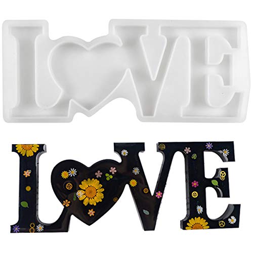 Jinlaili Epoxidharz Formen, Gießform Silikonform Kerzenformen, Alphabet Harz Gießform Kit, Harz Form Resin Silikon Harzform Für Handwerk, DIY Tischdekoration, Hochzeit, Valentinstag Geschenke (LOVE) von Jinlaili