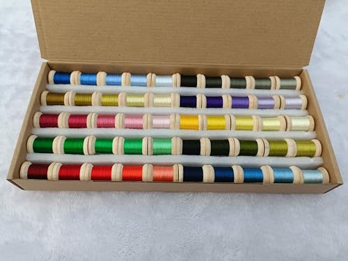 Maulbeerseide, 50 verschiedene Farben, für Handstickerei, nicht zum Stricken oder Häkeln geeignet von Jinmaya